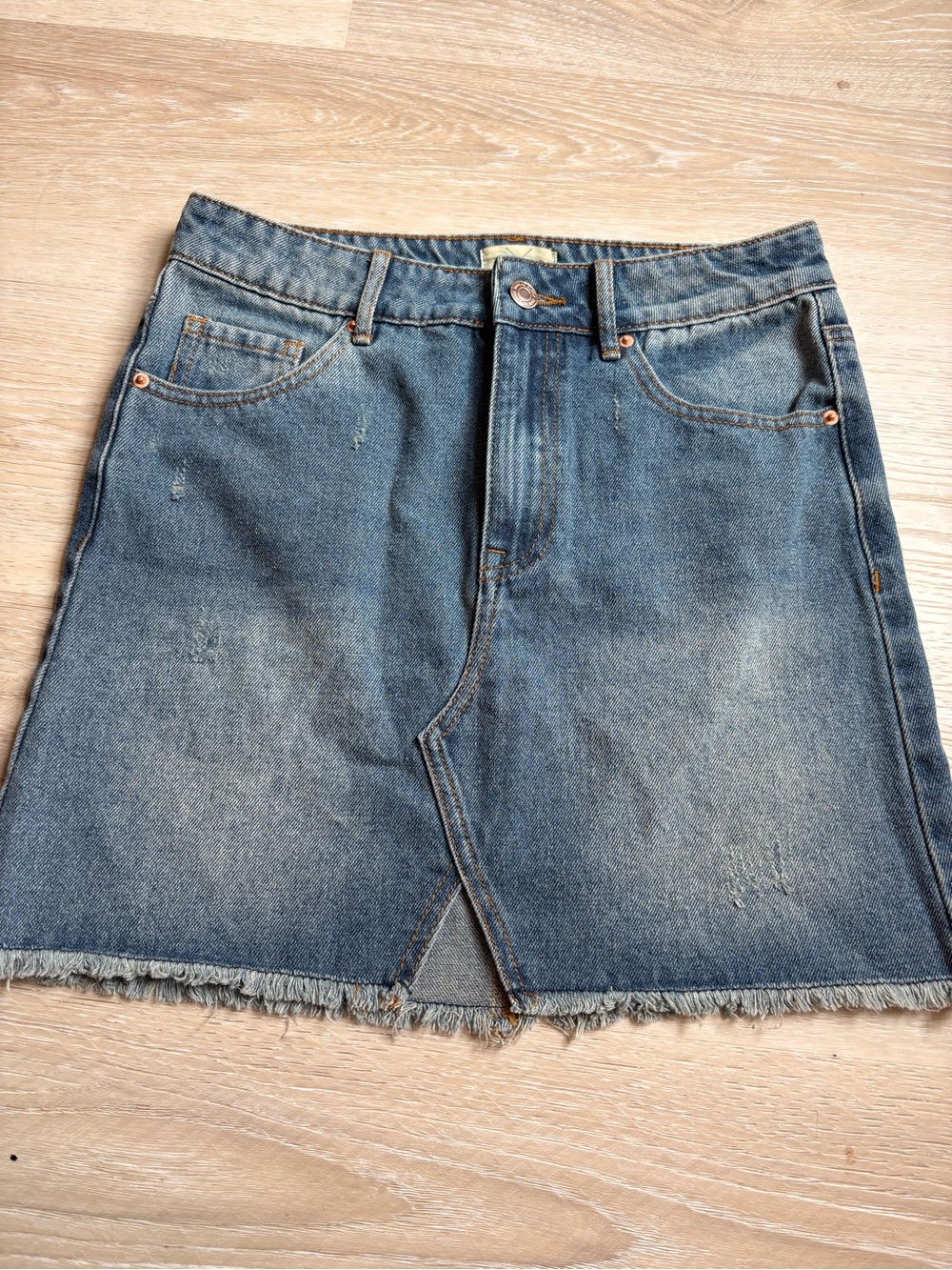 Topshop denim jean raw hem skirt S